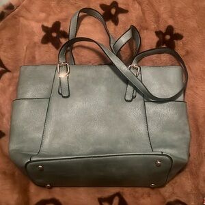 Sage leather tote